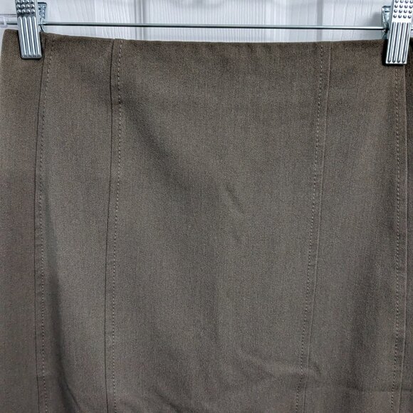 Express Women's Pencil Skirt, Size 2, Brown, Zipper Back, Lined, Layered Vent - Picture 3 of 10
